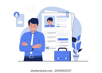 Resume for job application vector illustration. Flat vector illustration
