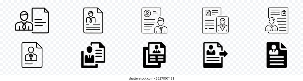 Resume and Job Offer Icon Set – Includes Resume Document, Employment Offer Letter, Job Joining Form, Post-Graduation Career Placement, Business Suit Symbol, Recruitment Confirmation, cv icon