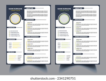 Resume Layout with and Cover Letter Layout Vector Design Template for Business Job Applications