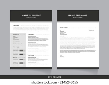 Resume Layout Set with Black Sidebar	