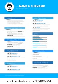 Resume minimalist cv template with flat design items
