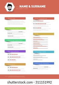 Resume minimalist cv template with flat design items