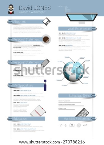 resume minimalist cv template flat design stock vector royalty free flat design resume