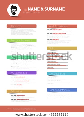 resume minimalist cv template flat design stock vector royalty free flat design resume