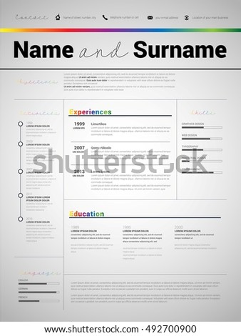 Resume Minimalist CV, Resume template with simple design, company application CV, Curriculum vitae, resume business sheet, clean employer resume Stock photo © 