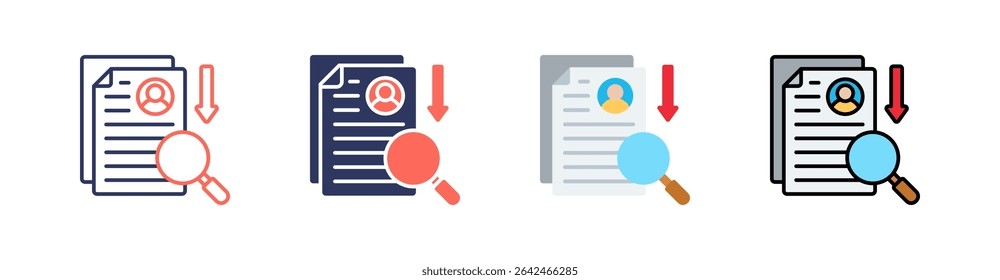 Resume Multi Style Icon Set Vector