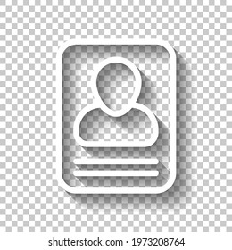 Resume on paper, simple business icon. White linear icon with editable stroke and shadow on transparent background