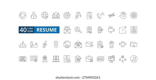 Hoja de iconos de Vector de esquema de reanudación