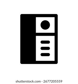 Resume. Outlined stroke vector icon with black-filled details.