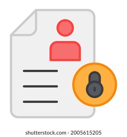 Resume with padlock, icon of secure cv