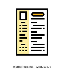 resume paper document color icon vector. resume paper document sign. isolated symbol illustration