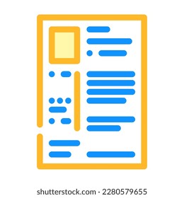 resume paper document color icon vector. resume paper document sign. isolated symbol illustration