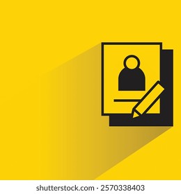 resume and pen icon with shadow on yellow background