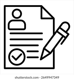 Retomar um CV profissional ou documento de solicitação de emprego com um perfil Foto e linhas de texto ícone único