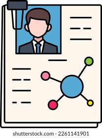 Resume profile business paper history employee work Element illustration Colored Outline