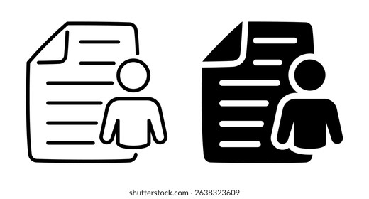Resume profile document employee icon. Line and silhouette style.