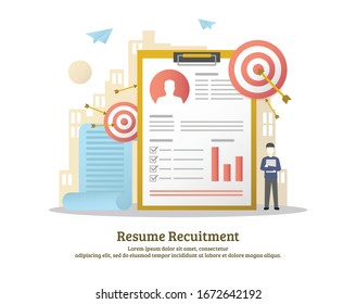 Resume recuitment illustration design concept for landing page
