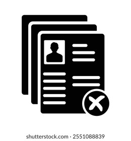 Resume Reject Icon, Vector graphics