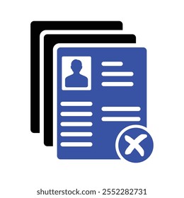 Resume Reject Icon, Vector graphics