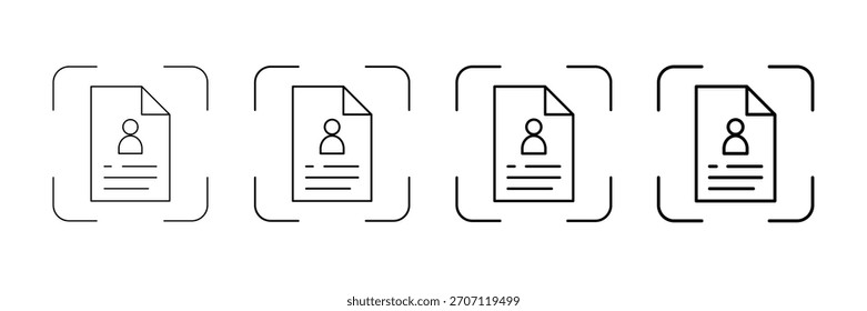 Resume Scan Icons Vector Set In Different Stroke Line Style