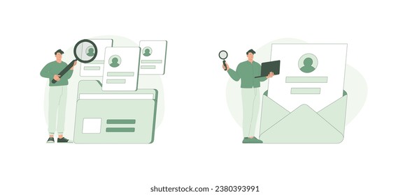 Resume screening and email communication. Vector illustration, suitable for web landing page, ui, mobile app