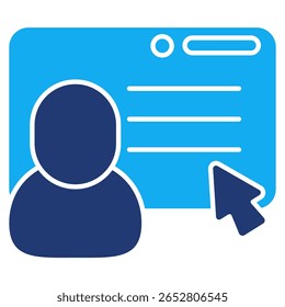 Resume screening icon represented by human avatar, dashboard, text Dualtone style.