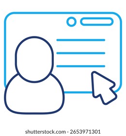 Retomar ícone de triagem representado por avatar humano, painel, texto Dual Line estilo.