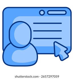 Resume screening icon represented by human avatar, dashboard, text Blue style.
