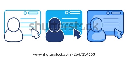 Resume screening icon represented by human avatar, dashboard, text Blue, Dualline, Dualtone style.