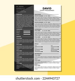 Resume Template Application Job Employer Two Column Sidebar Dark and Clean