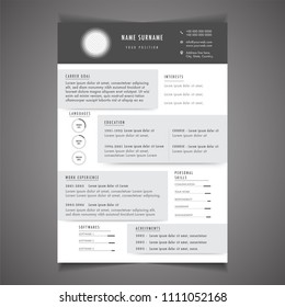 Resume template can be use as letterhead or cover letter. Professional CV design with placeholder.