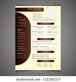 Resume template can be use as letterhead or cover letter. Professional CV design with placeholder.