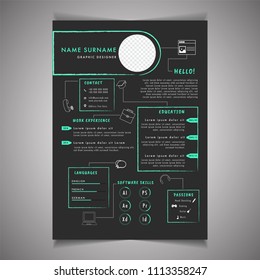 Resume template can be use as letterhead or cover letter. Professional CV design with placeholder.