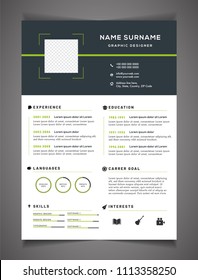 Resume template can be use as letterhead or cover letter. Professional CV design with placeholder.