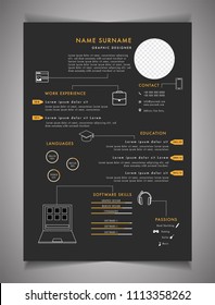 Resume template can be use as letterhead or cover letter. Professional CV design with placeholder.