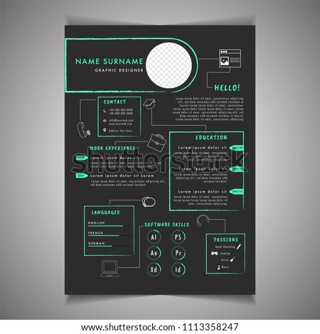 Resume template can be use as letterhead or cover letter. Professional CV design with placeholder.