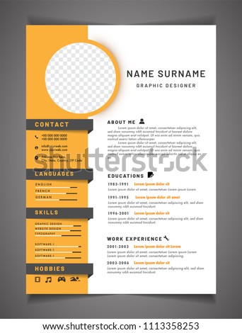 Resume template can be use as letterhead or cover letter. Professional CV design with placeholder.