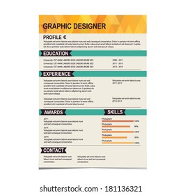 Resume template. Cv creative background. Vector illustration.