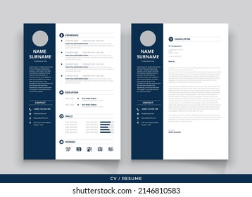 Resume template. Cv professional or designer jobs resumes. Professional job hiring CV -  vector illustration
