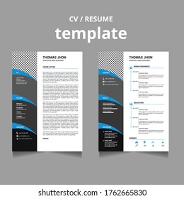  Resume template. Cv professional resume letterhead, cover letter business layout job applications, personal description profile vector set. Professional job hiring list, business work hr interview