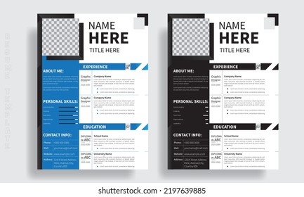 Resume Template Design For Corporate Job Applications, Creative CV resume templates Vector Design cover letter job applications colors,  cv design, multipurpose resume design, and premium designs.