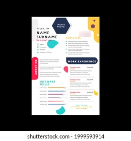 Resume Template For Graphic Designer Editable Colorful Design