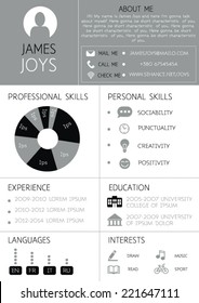  Resume template with infographics and icons. CV vector. Infographic resume.