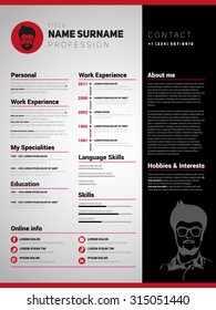 Resume template, Minimalist cv, Vector design