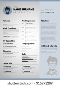 Resume template, Minimalist cv, Vector design