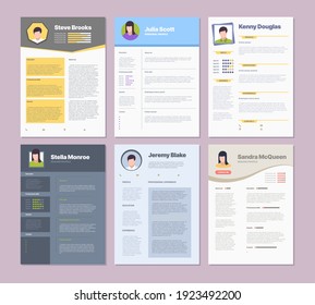 Resume template. Modern clean design layout for corporate managers curriculum vitae garish vector