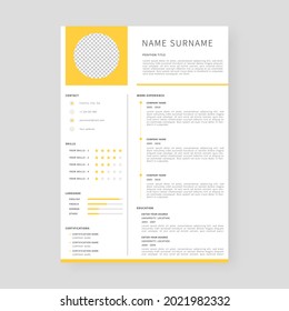 Resume template. Professional resume template design. Template design. Vector illustration.
