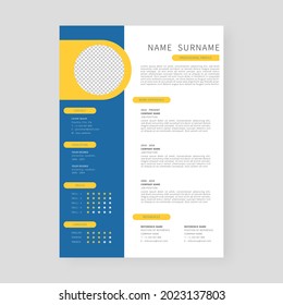 Resume template. Professional resume template design. Template design. Vector illustration.