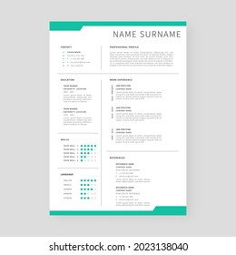 Resume template. Professional resume template design. Template design. Vector illustration.
