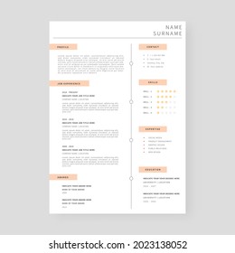 Resume template. Professional resume template design. Template design. Vector illustration.